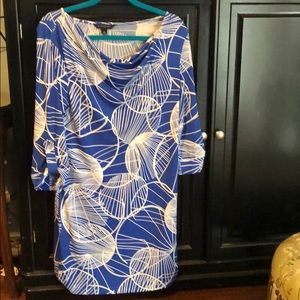 Blue and white patterned dress